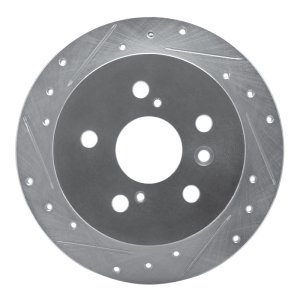 Lexus ES300 Brake Rotor (1) - Rear Left - R1 Concepts - Drilled & Slotted - Silver - `02-`08